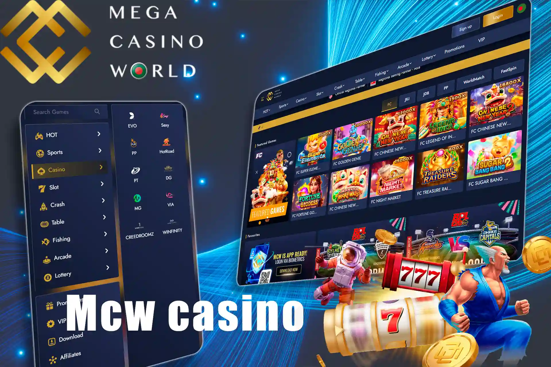 The MCW gaming lobby features over 2,000 games across all possible genres.